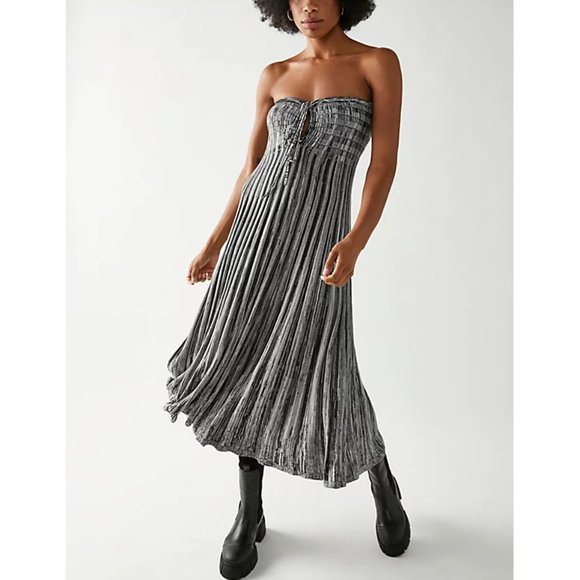 FREE PEOPLE Silvia Sweater Convertible Maxi Skirt / Grey Combo - Picture 10 of 11